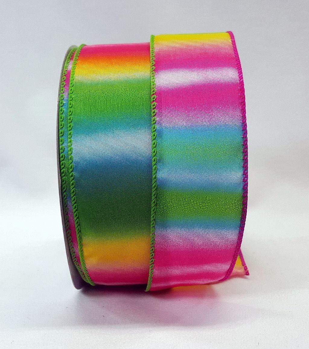 1.5 or 2.5 inch Wired Rainbow Ribbon - 20 Yards